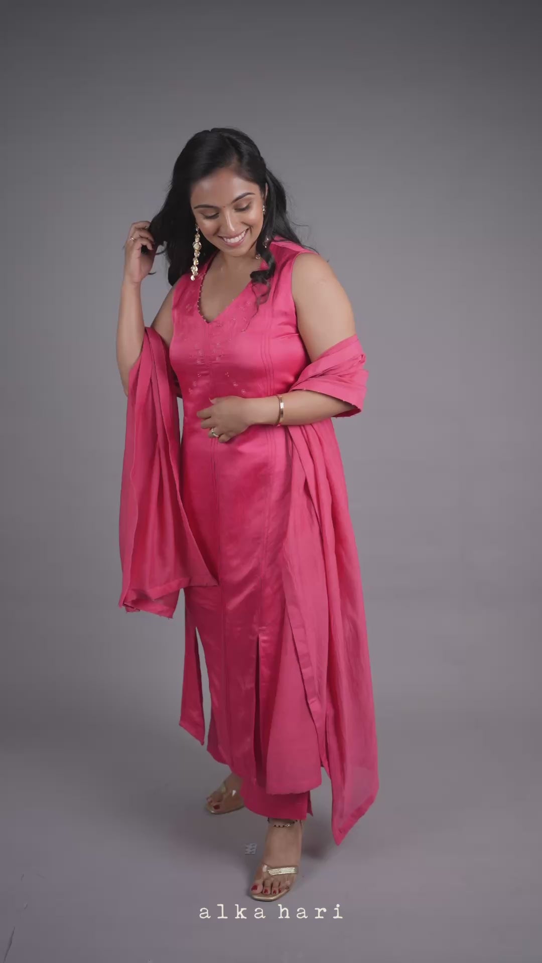 Coral Pink Slited Kurta